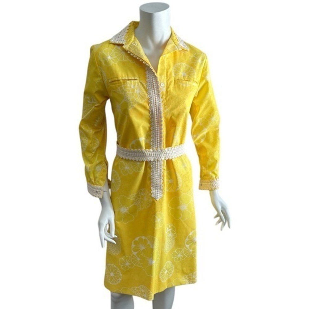 Lilly Pulitzer 1960s Vintage Yellow Floral Lord and Taylor Dress Size Medium